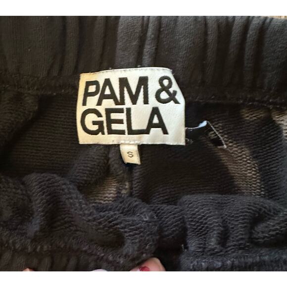Pam & Gela Women's Jogger Sweatpants Size Small Black Bleach Wash Streetwear - Picture 5 of 9